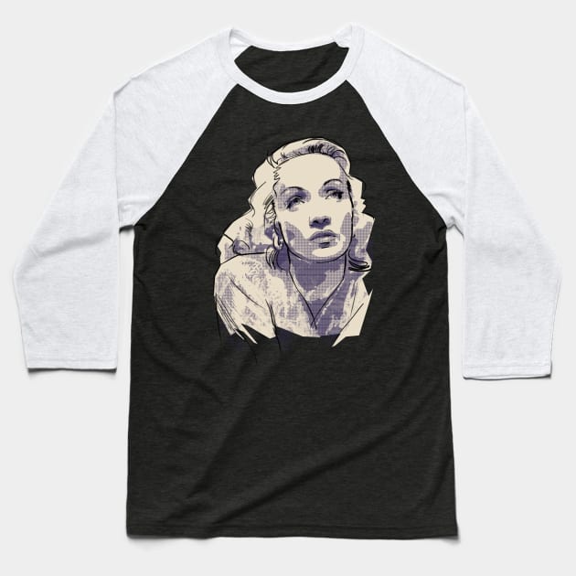 Marlene Dietrich Baseball T-Shirt by Ed Labetski Art